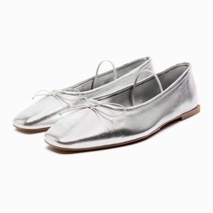 Zara silver ballet flats Mary Jane shoes NEW! Size 8